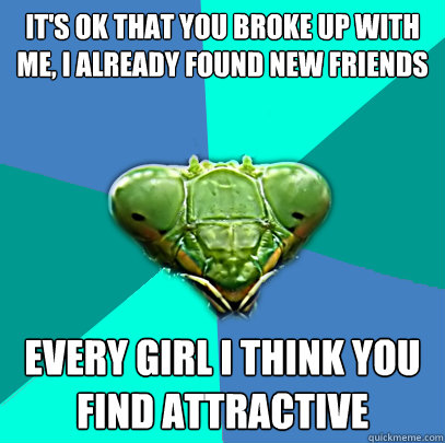 its ok that you broke up with me i already found new frien - Crazy Girlfriend Praying Mantis