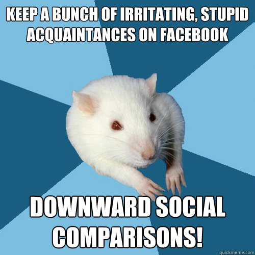 keep a bunch of irritating stupid acquaintances on facebook - Psychology Major Rat