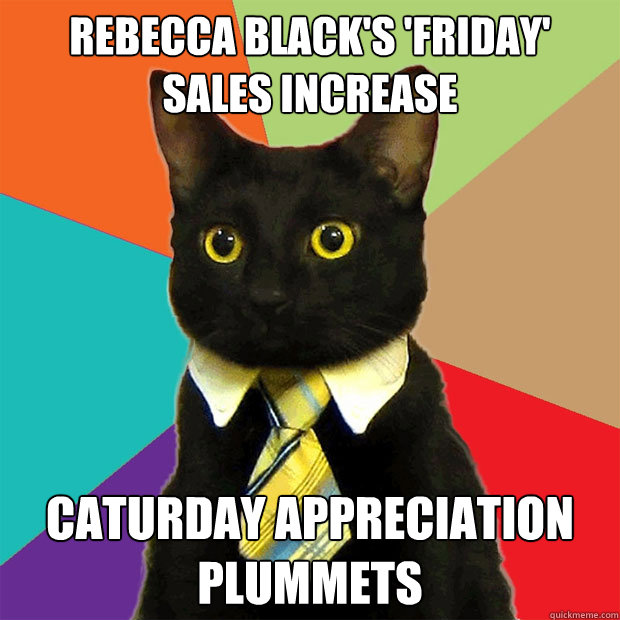 rebecca blacks friday sales increase caturday appreciatio - Business Cat
