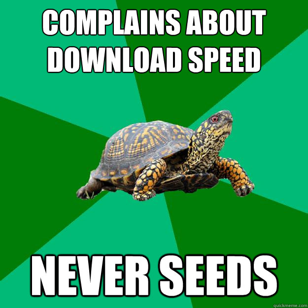 complains about download speed never seeds - Torrenting Turtle