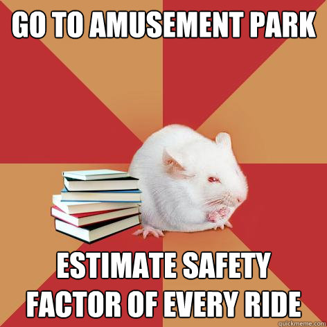 go to amusement park estimate safety factor of every ride - Science Major Mouse