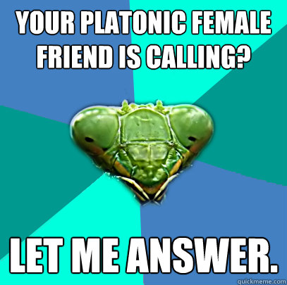 your platonic female friend is calling let me answer - Crazy Girlfriend Praying Mantis