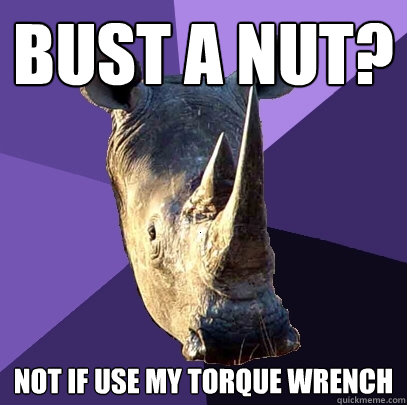 bust a nut not if use my torque wrench - Sexually Oblivious Rhino
