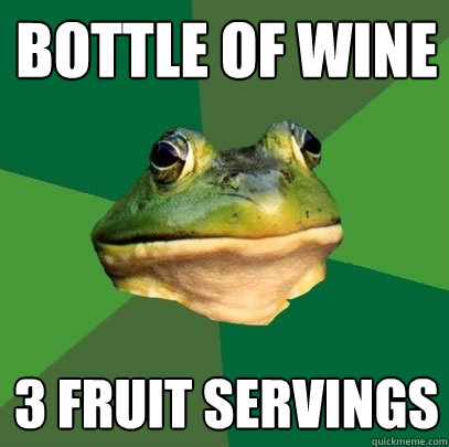 bottle of wine 3 fruit servings - Foul Bachelor Frog