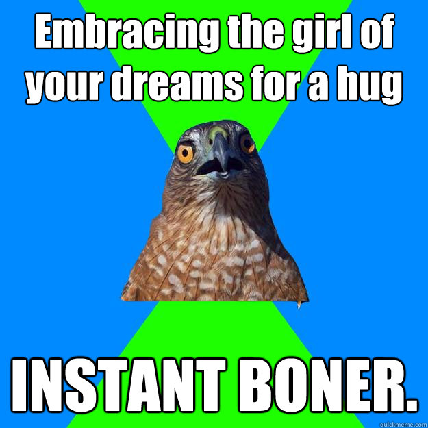 embracing the girl of your dreams for a hug instant boner - Hawkward