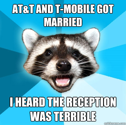 att and tmobile got married i heard the reception was terr - Lame Pun Coon