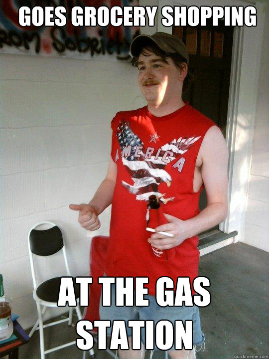 goes grocery shopping at the gas station - Redneck Randal