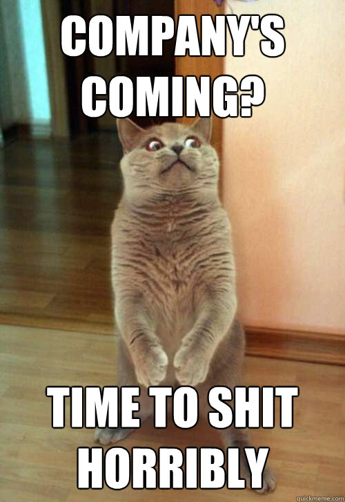 companys coming time to shit horribly - Horrorcat