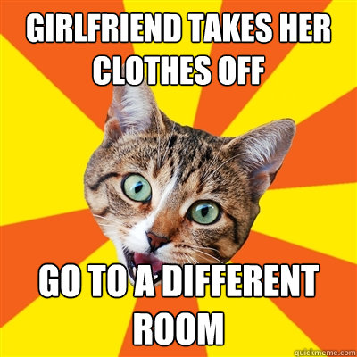 girlfriend takes her clothes off go to a different room - Bad Advice Cat
