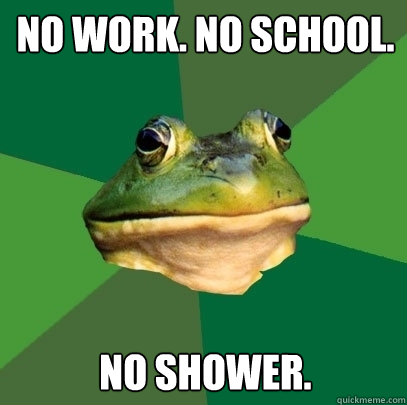 no work no school no shower - Foul Bachelor Frog