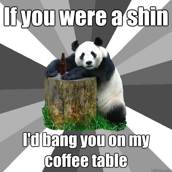 if you were a shin id bang you on my coffee table - Pickup-Line Panda