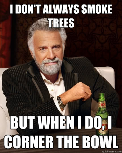 i dont always smoke trees but when i do i corner the bowl - The Most Interesting Man In The World