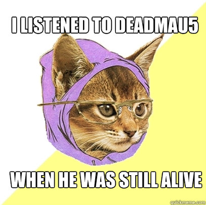 i listened to deadmau5 when he was still alive - Hipster Kitty