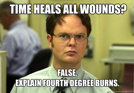 time heals all wounds false explain fourth degree burns - Schrute