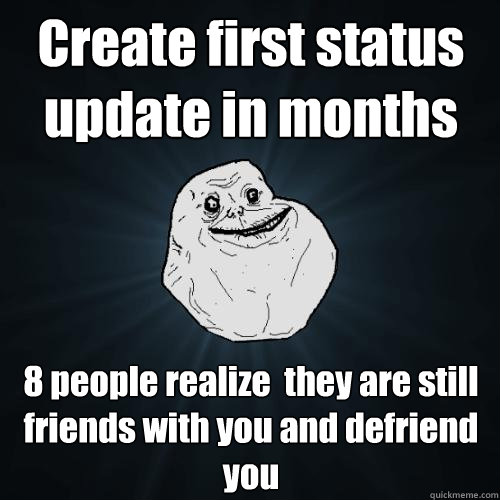 create first status update in months 8 people realize they - Forever Alone