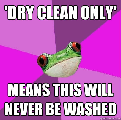 dry clean only means this will never be washed - Foul Bachelorette Frog
