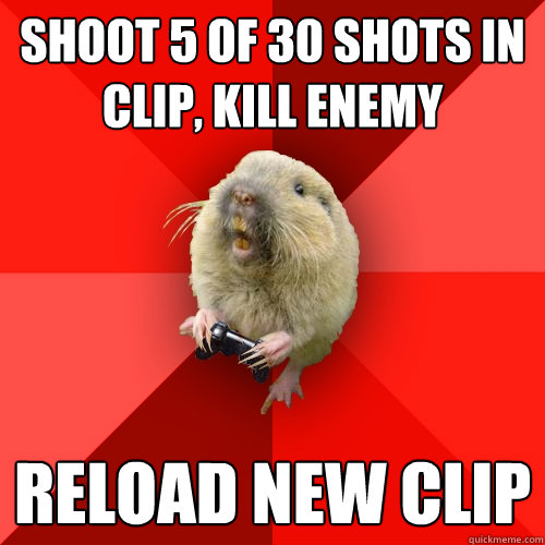 shoot 5 of 30 shots in clip kill enemy reload new clip - Gaming Gopher