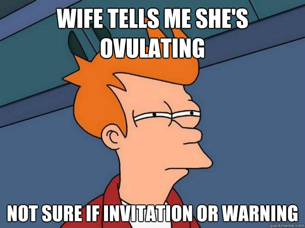 wife tells me shes ovulating not sure if invitation or warn - Futurama Fry