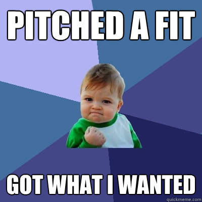 pitched a fit got what i wanted - Success Kid