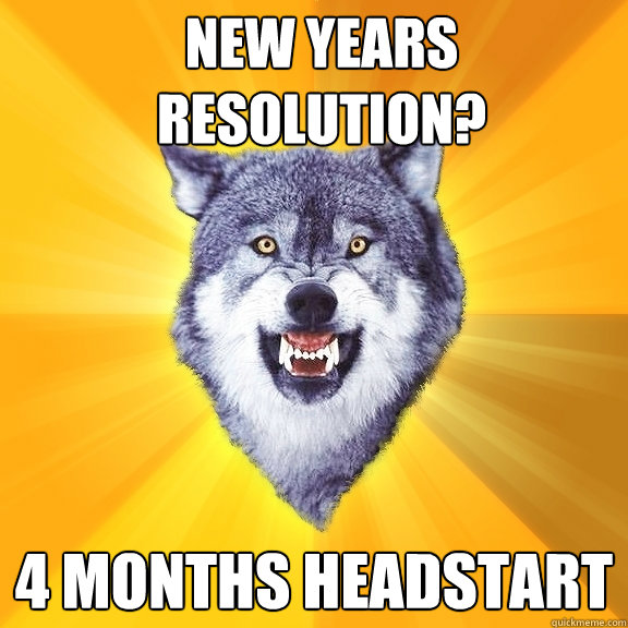 new years resolution 4 months headstart - Courage Wolf