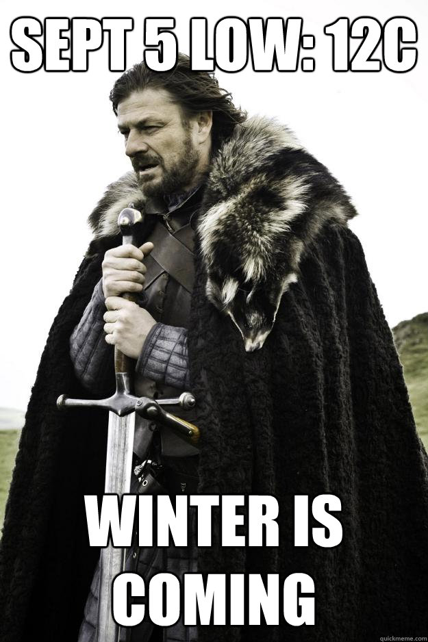 sept 5 low 12c winter is coming - Winter is coming