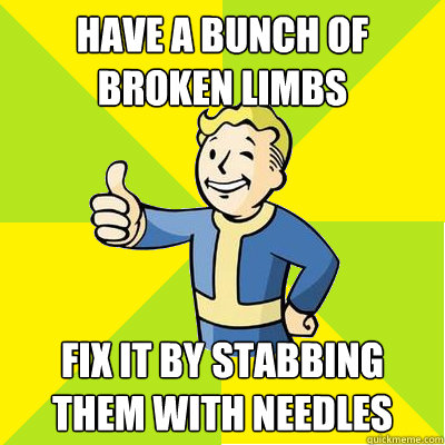 have a bunch of broken limbs fix it by stabbing them with ne - Fallout new vegas