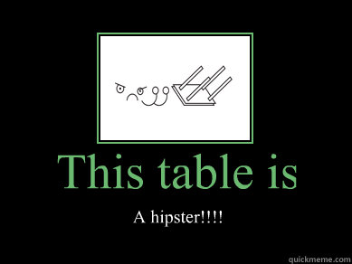 this table is a hipster - Demotivational Poster