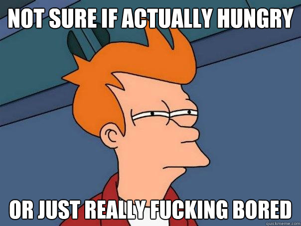 not sure if actually hungry or just really fucking bored - Futurama Fry