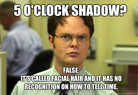 5 oclock shadow false its called facial hair and it ha - Schrute