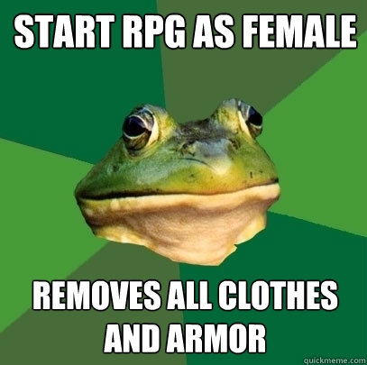 start rpg as female removes all clothes and armor - Foul Bachelor Frog