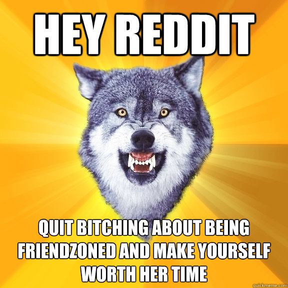 hey reddit quit bitching about being friendzoned and make yo - Courage Wolf