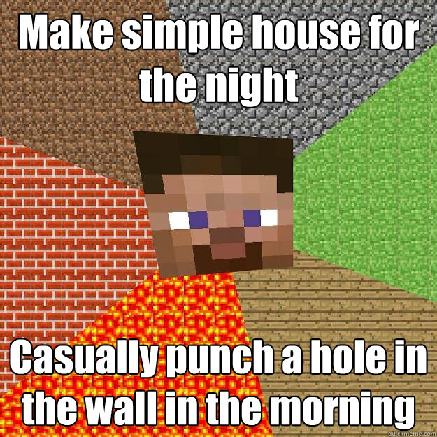 make simple house for the night casually punch a hole in the - Minecraft