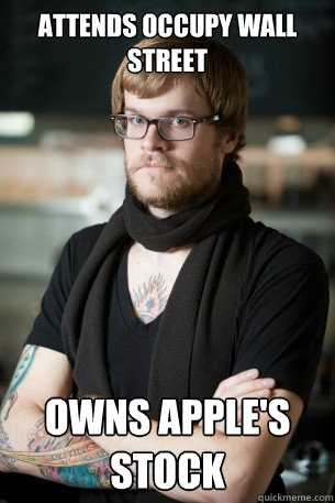 attends occupy wall street owns apples stock - Hipster Barista