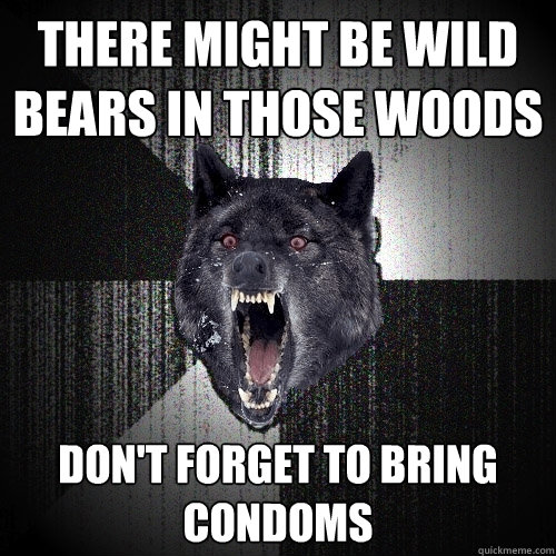 there might be wild bears in those woods dont forget to bri - Insanity Wolf