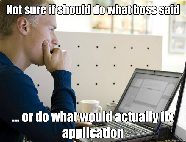 not sure if should do what boss said or do what would ac - Programmer