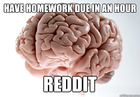 have homework due in an hour reddit - Scumbag Brain