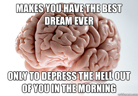 makes you have the best dream ever only to depress the hell - Scumbag Brain