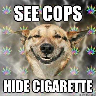see cops hide cigarette - Stoner Dog