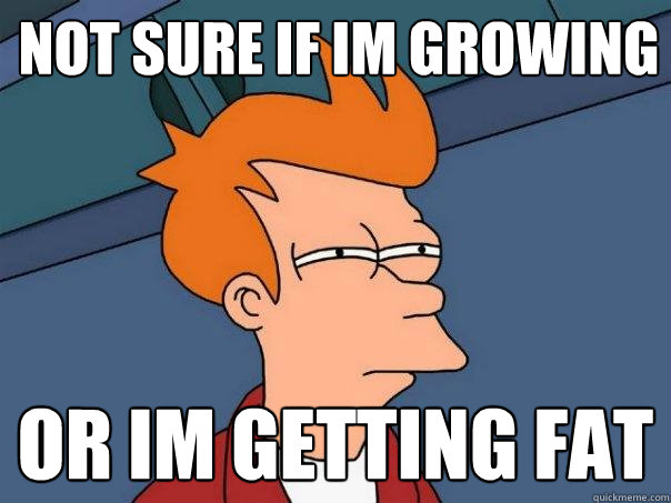 not sure if im growing or im getting fat - Futurama Fry