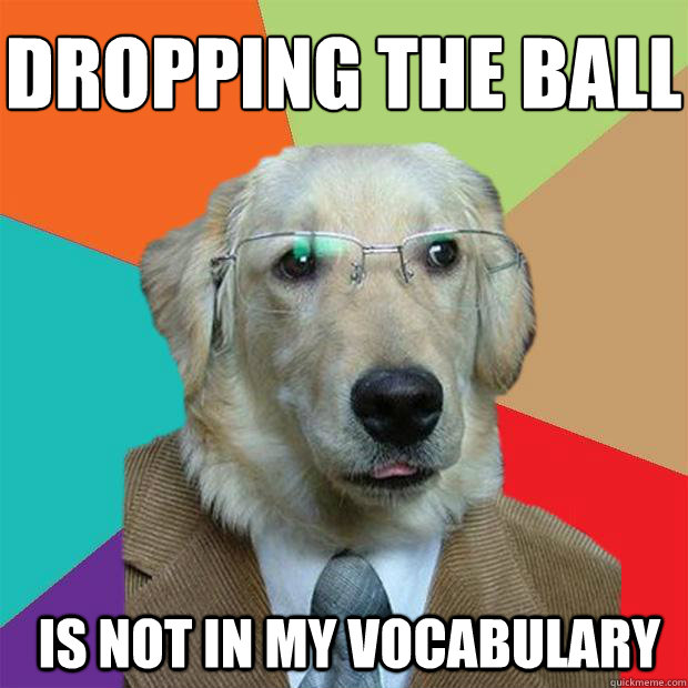 dropping the ball is not in my vocabulary - Business Dog
