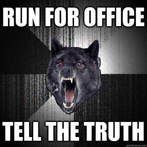 run for office tell the truth - Insanity Wolf