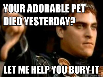 your adorable pet died yesterday let me help you bury it - Downvoting Roman