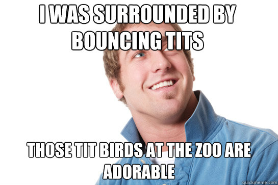 i was surrounded by bouncing tits those tit birds at the zoo Misunderstood