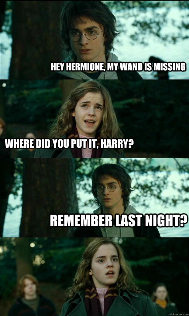 hey hermione my wand is missing where did you put it harry - Horny Harry