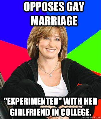 opposes gay marriage experimented with her girlfriend in c - Sheltering Suburban Mom