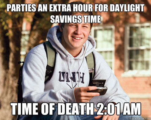 parties an extra hour for daylight savings time time of deat - College Freshman