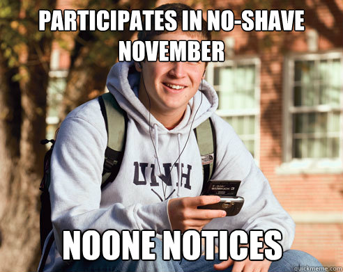 participates in noshave november noone notices - College Freshman