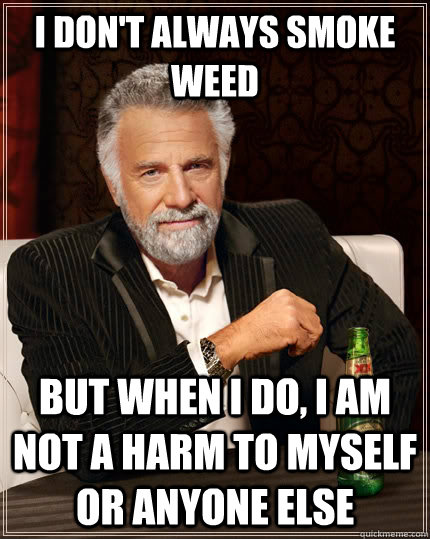 i dont always smoke weed but when i do i am not a harm to - The Most Interesting Man In The World