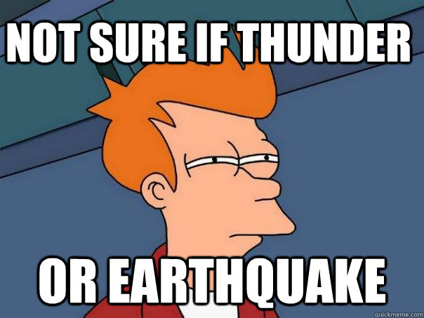not sure if thunder or earthquake - Futurama Fry