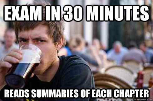 exam in 30 minutes reads summaries of each chapter - Lazy College Senior